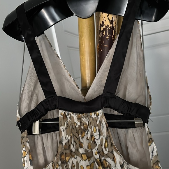 2B Bebe sheer Neutral leopard print maxi dress Sz M - Picture 4 of 16